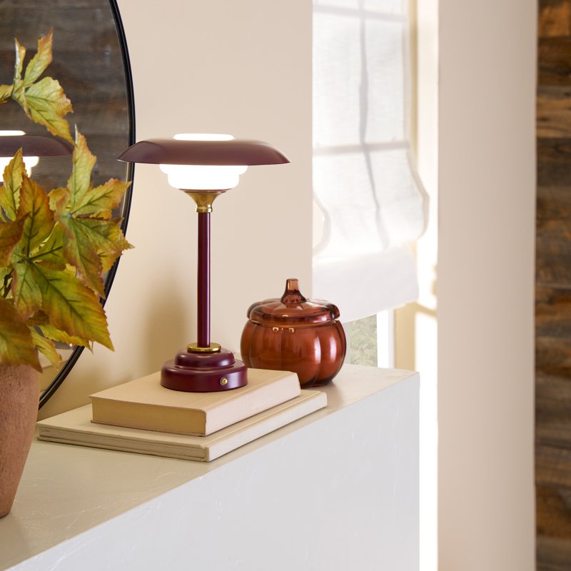 12-Inch Portable Red Ripple Lamp with Dimmable Touch Switch & USB-C