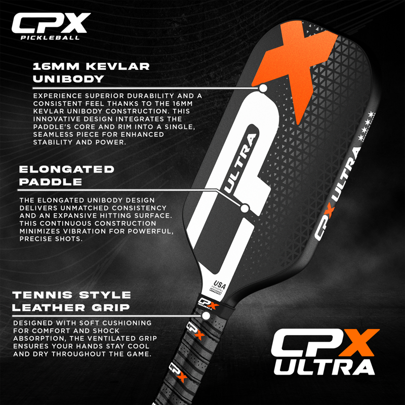 CPX Ultra Series Pickleball Paddle – Black, 16mm Honeycomb Core