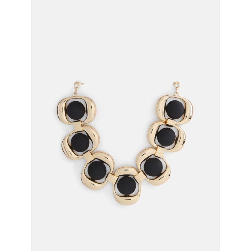 Statement Stone Necklace with Black and Gold Tones - Scoop