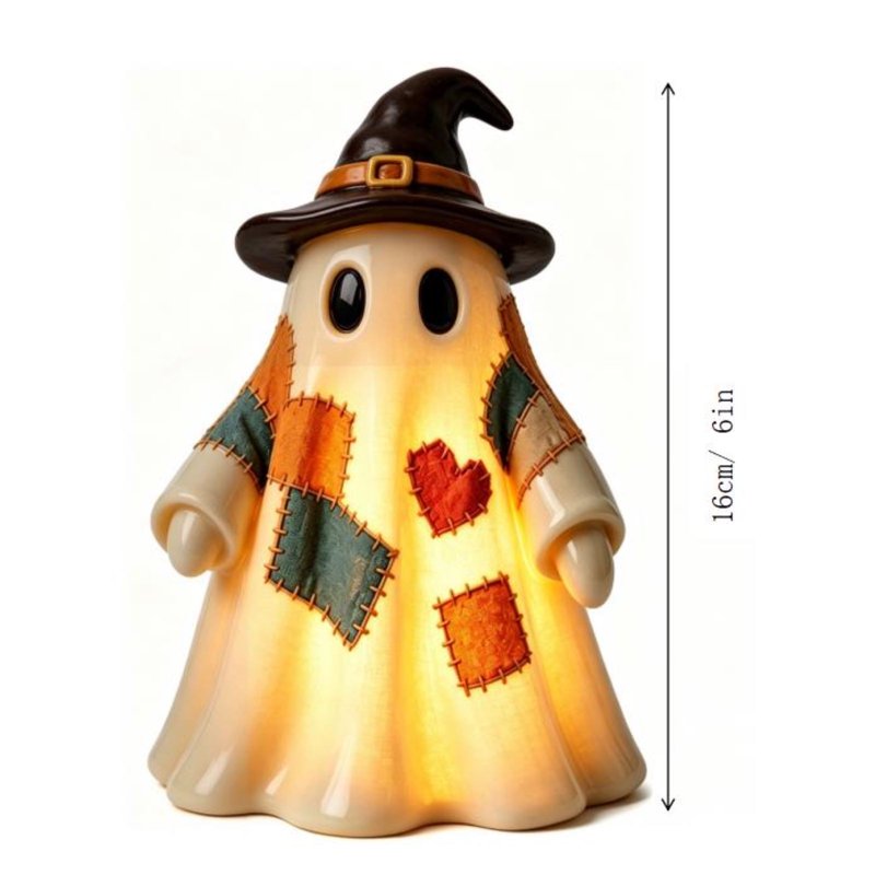 Halloween Patchwork Ghosts Lamp with Witch Hat - 1B Variation Night Light