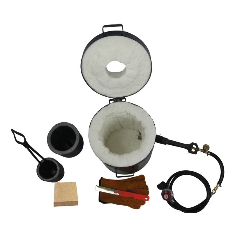 16kg Propane Smelting Furnace Kit with Crucibles & Tongs for Metal Casting