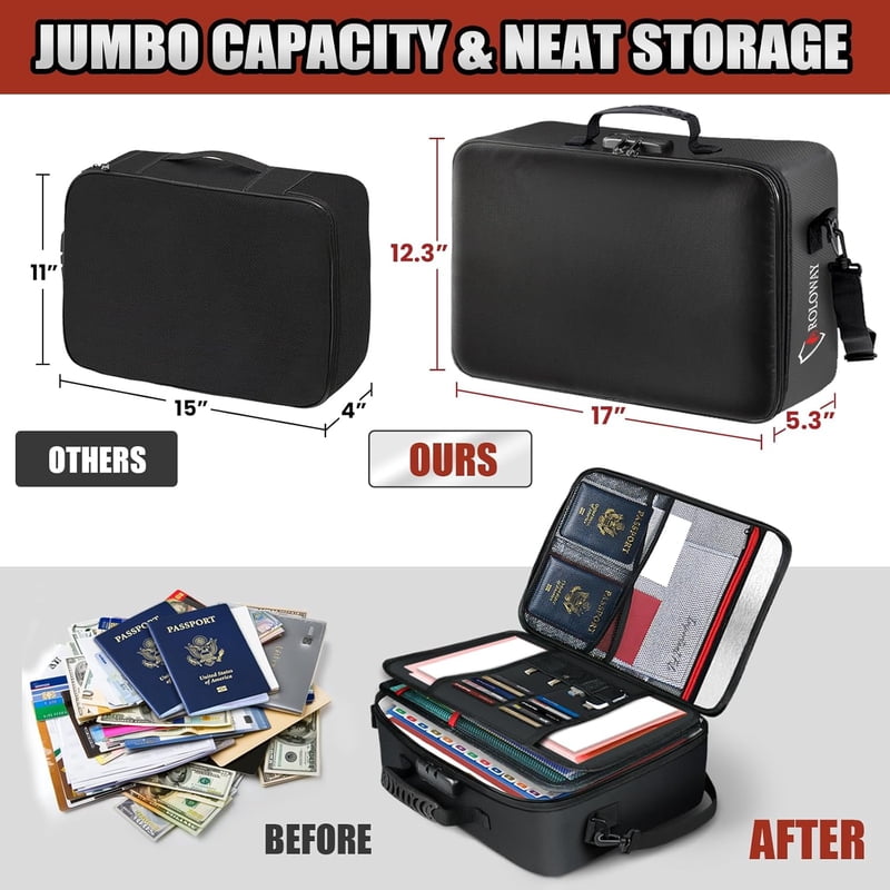 Fireproof Document Bag with Lock - Heat Insulated Safe for Important Files