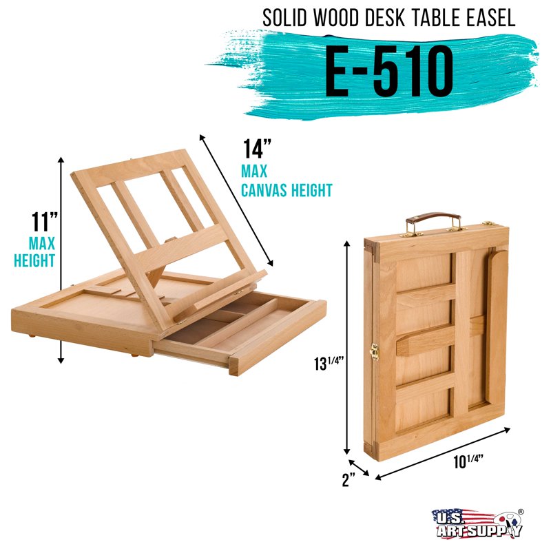 Adjustable Wooden Artist Desk Easel with Storage Drawer and Paint Palette