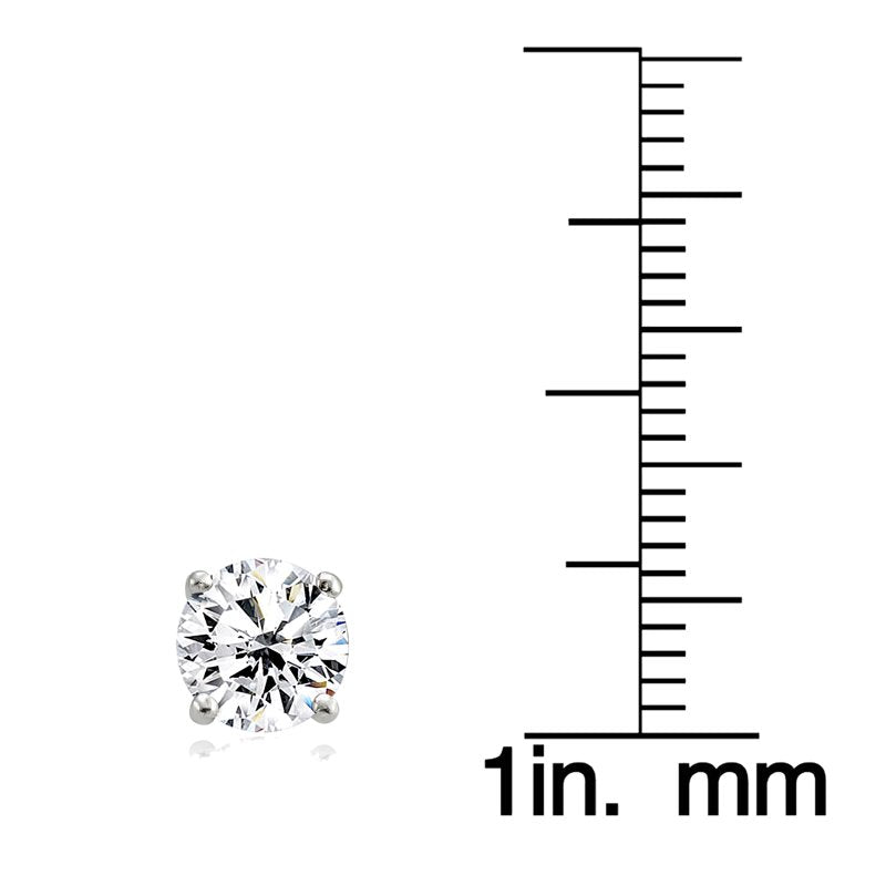 Sterling Silver Crown Stud Earrings with Created White Sapphire - Birthstone Jewelry for Women & Teens