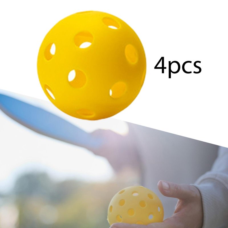 Funtasica Indoor Pickleball Balls 74mm 26-Hole Yellow 4pcs - Sanctioned Tournament Training