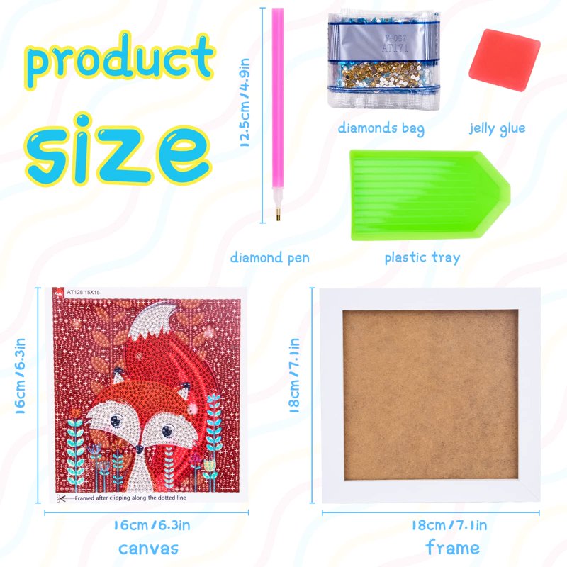 Kids Diamond Painting Kit for 6-12 Year Olds - Art Craft Set with Wooden Frame