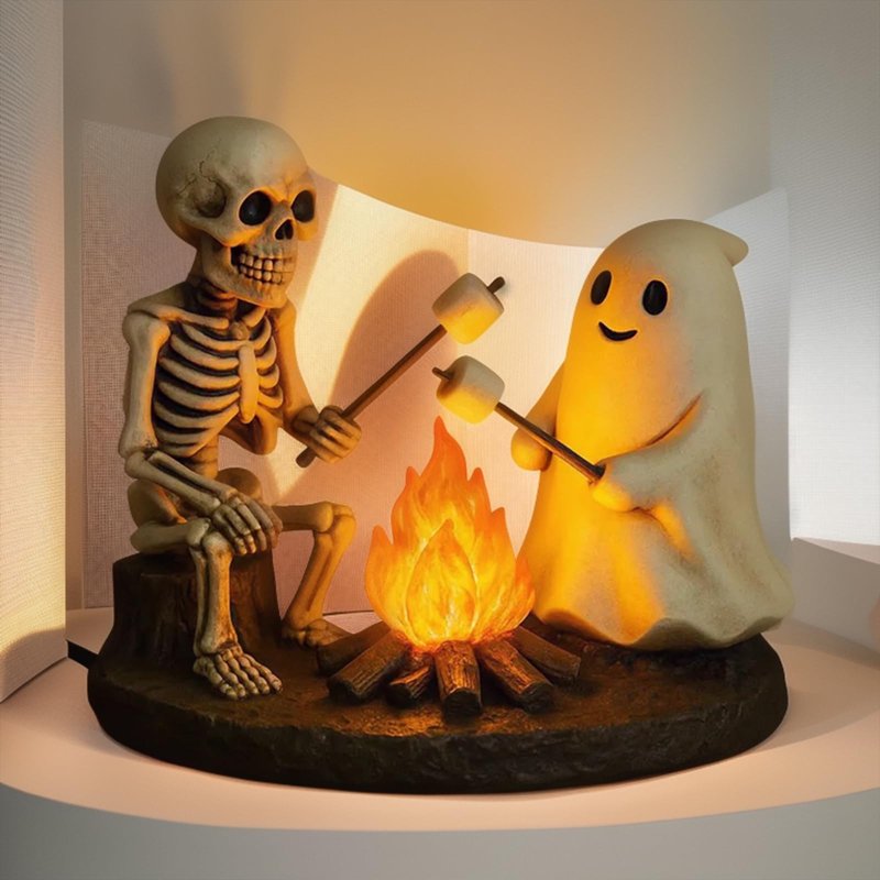 Halloween 3D Ghost Night Light Flickering Campfire Decor Lantern