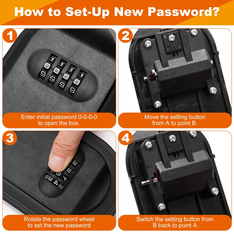 Magnetic Key Lock Box with 4-Digit Combination for Indoor Outdoor Security