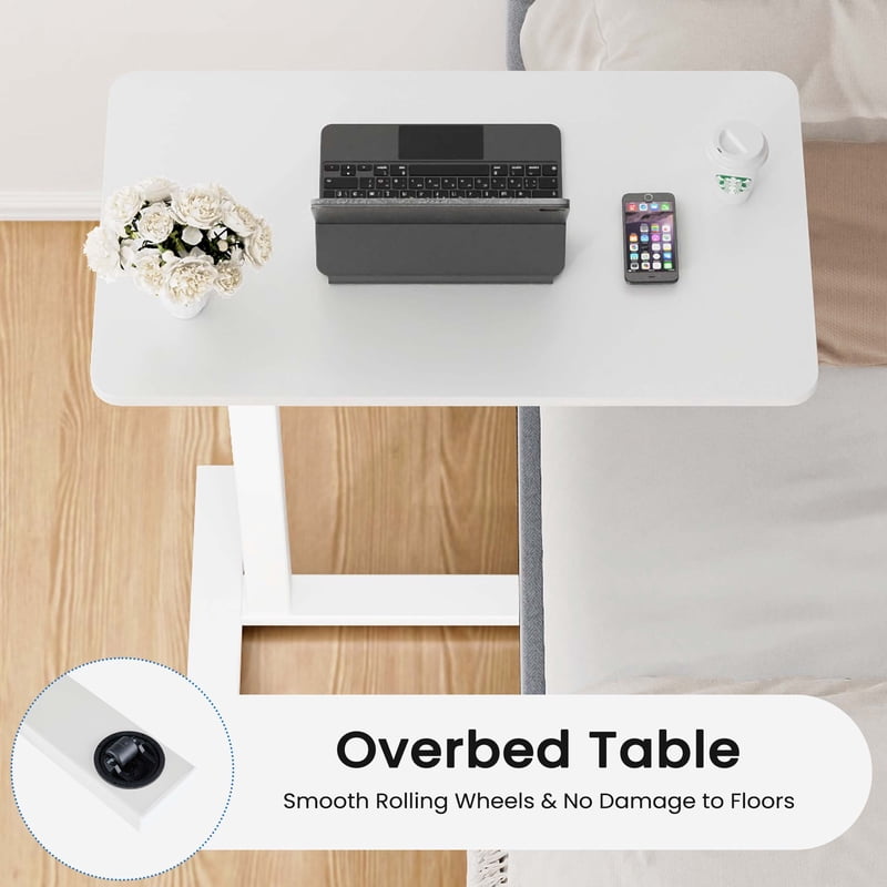 ZUNMOS Mobile Standing Laptop Desk with Hidden Casters - White (Variation: White)
