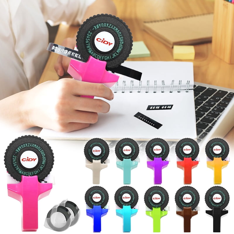 Portable Handheld Embossing Label Maker with 2 Tapes for Home & Office Organization
