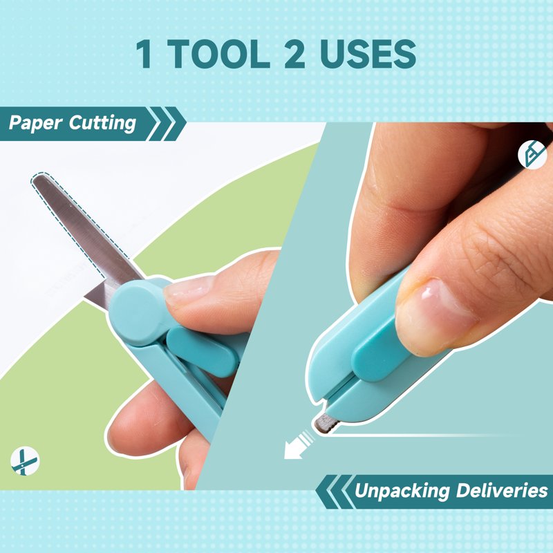 Multipurpose 2-in-1 Scissors & Retractable Box Cutter Set - 4 Pack