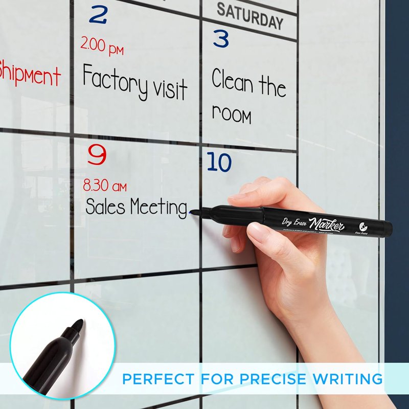 Magnetic Glass Whiteboard Calendar 24x36 Inch Wall Planner Dry Erase Board