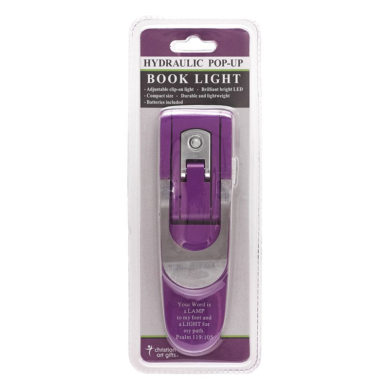 Adjustable LED Clip-On Book Light with Scripture Verse - Purple