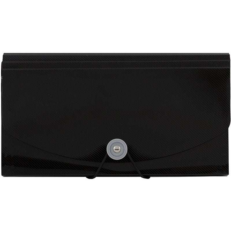 13-Pocket Expanding File Folder with Elastic Closure - Black, 5x10.5 Inches