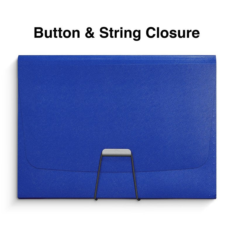 Moisture-Resistant Reinforced Plastic Accordion File with 7 Pockets - Letter Size, Blue