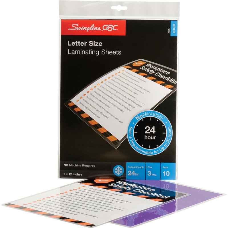 Self-Sealing Laminating Pouches 10 Pack - Clear Document Protection