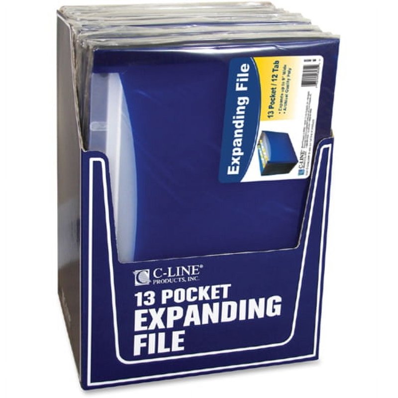 13-Pocket Expanding File Folder for Document Organization - Blue, 9 Inch