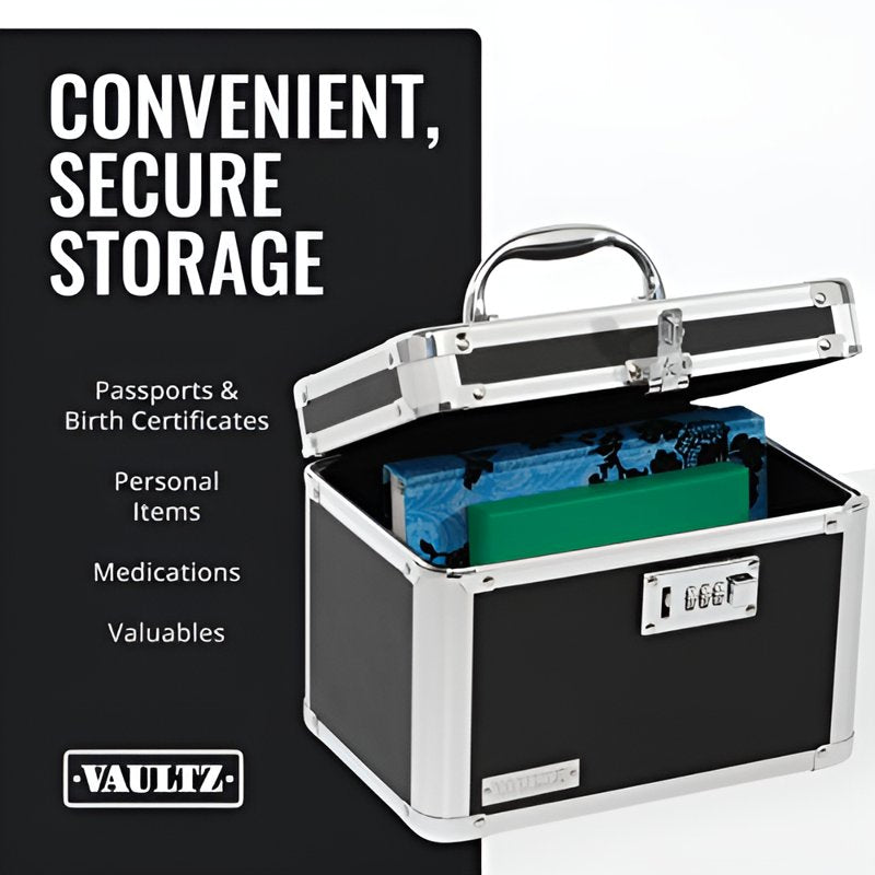 Vaultz Locking Storage Safe Box - 10x7.25x7.75 Inch Portable Security Safe