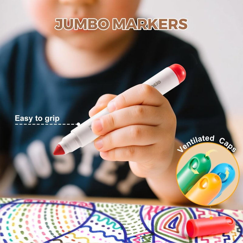 Kids Washable Marker Set - 12 or 24 Vibrant Water-Based Markers for Art & School