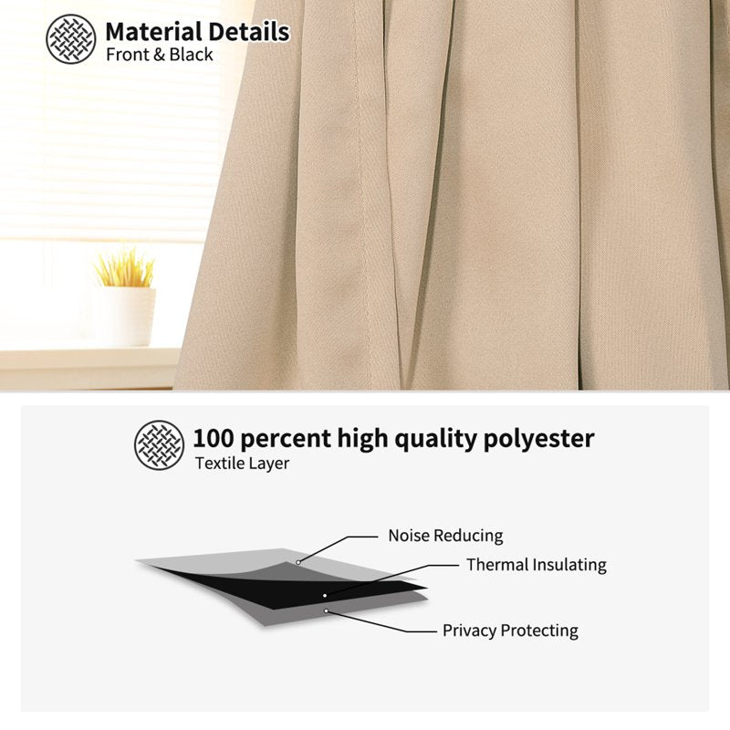 Blackout Curtains 2-Pack - Room Darkening Drapes for Sliding Doors