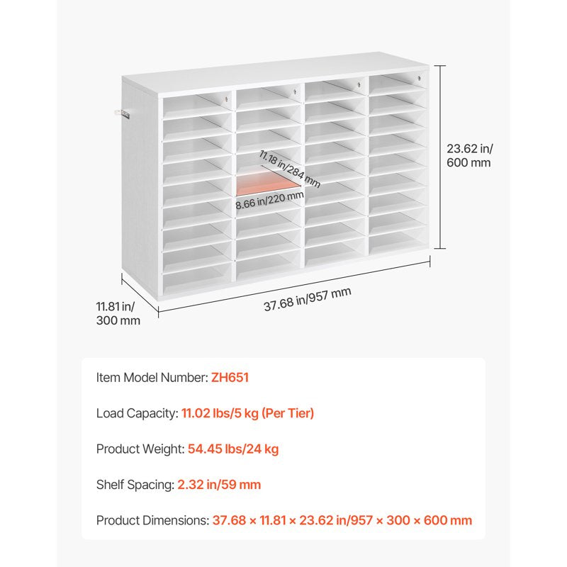 Wooden Literature Organizer with Adjustable Shelves for Office & Home