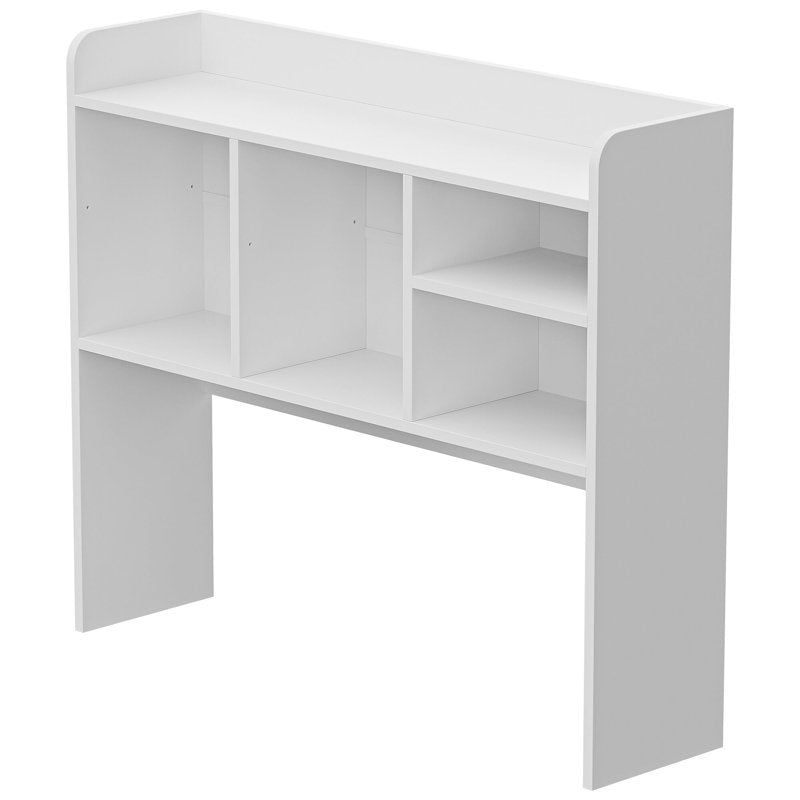 Desktop Bookshelf Storage Hutch with 4 Shelves - White Wood Frame Space Saver