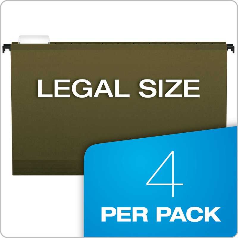 Legal Size Hanging Folder Pockets with SureHook Technology - Green, 4 Pack