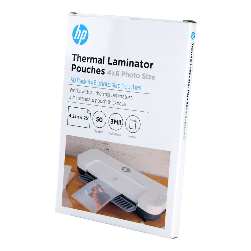 HP 4x6 Photo Laminating Pouches - Glossy Finish, 50 Pack