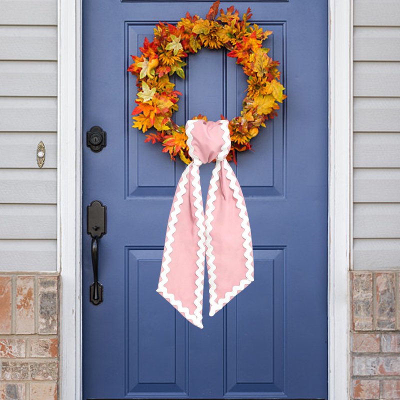Elegant Satin & Cotton Wreath Sash with Lace Trim for Front Door Decor