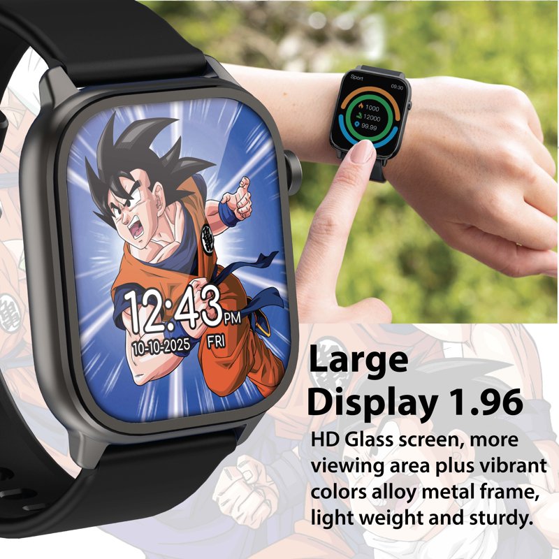 Digital Adult Smart Watch 46mm with Interchangeable Silicone Straps - Bluetooth & Fitness Features