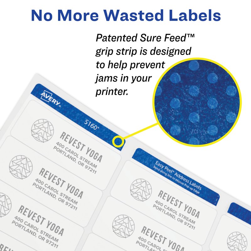 Avery Address Labels 1-1/3" x 4" Matte White Laser Inkjet 140 Labels 5 Pack