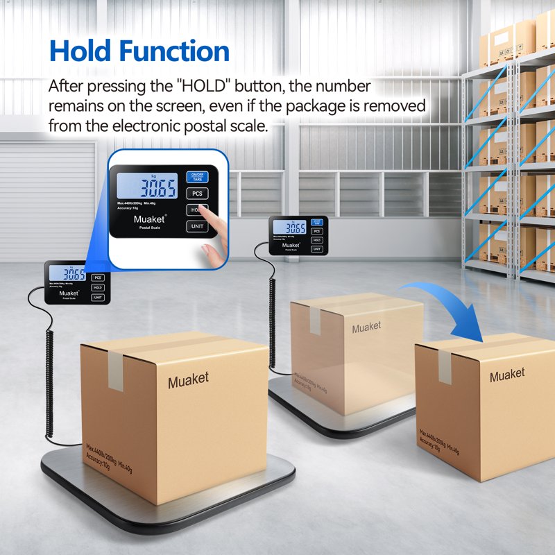 Digital Postal Scale 440lbs/200kg with LCD Display Tare Hold Function