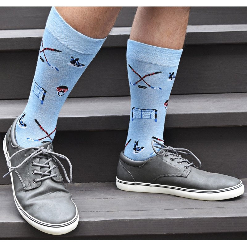 Men's Bamboo Crew Socks - Hockey Lovers Pattern, Eco-Friendly, Comfortable Fit