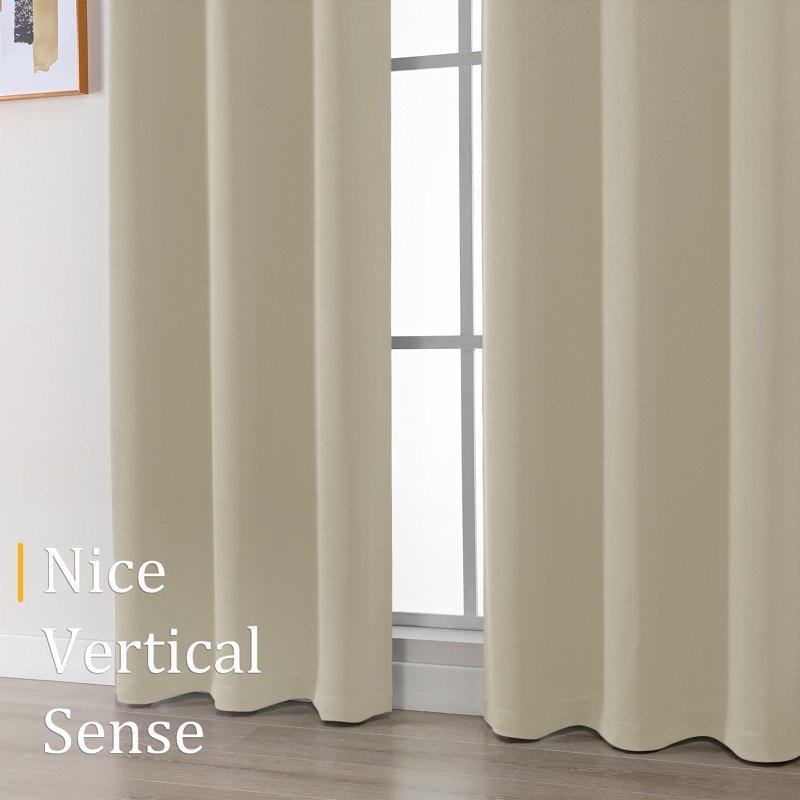 Blackout Curtains 63 Inch Length Thermal Insulated Noise Reducing Grommet Window Drapes