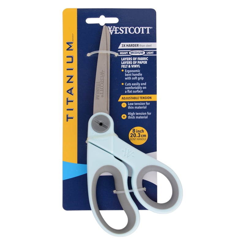 Titanium Bonded 8" Fabric Scissors with Bent Handle – Adjustable Glide