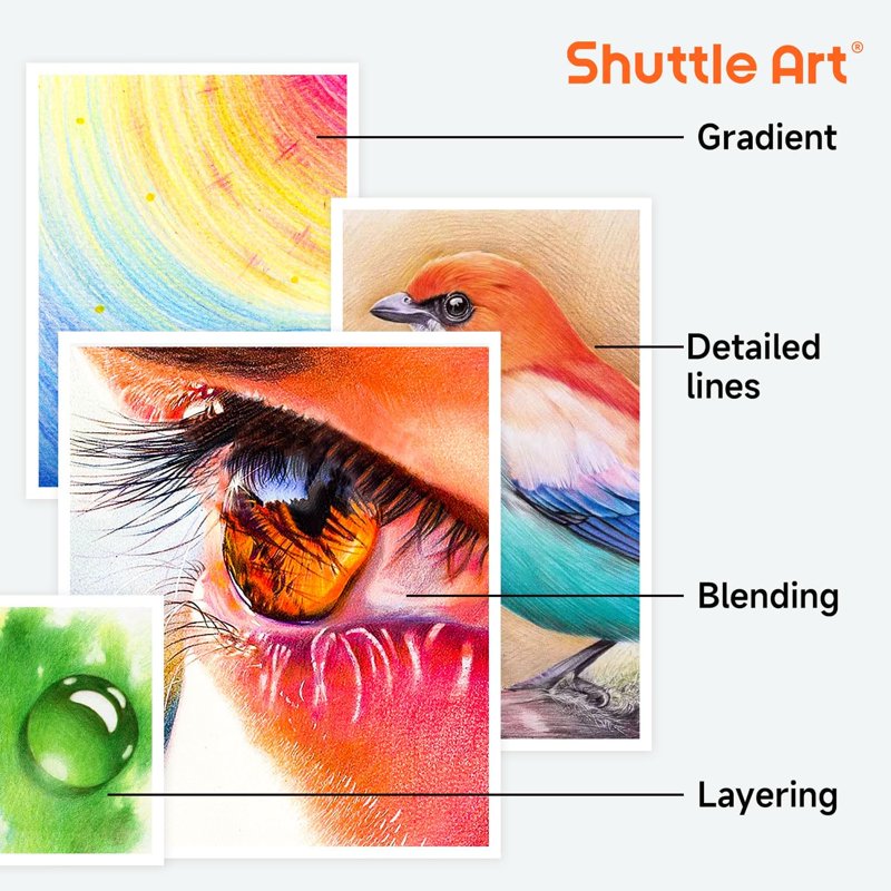 180 Colored Pencils Set with 4 Sharpeners - Professional Art & Coloring Supplies