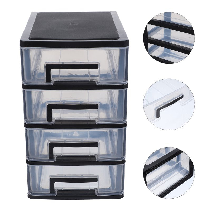 Plastic Drawer Storage Cabinet for Office and Closet Organization - Black & Transparent