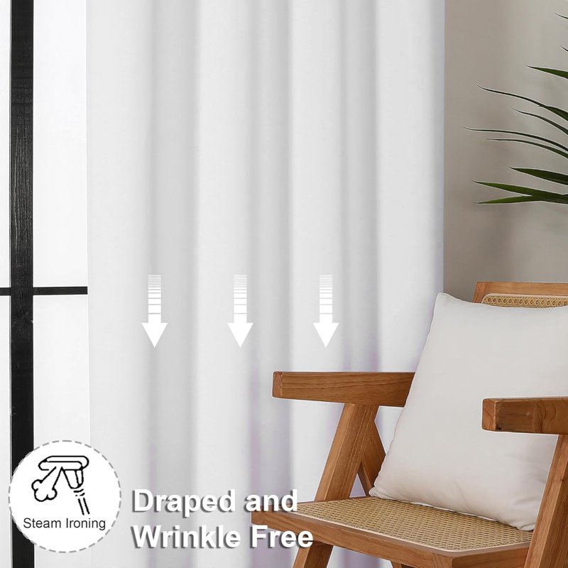 Blackout Window Curtains 42W x 84L Inches - Room Darkening Thermal Drapes with Rod Pocket, 2 Panels, White