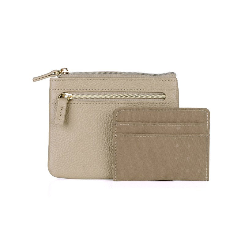 Dopp Women's Leather ID Coin Card Case with Zipper & Card Slots