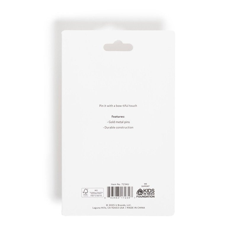 Gold Ribbon Push Pins Set of 8 for Bulletin Boards and Corkboards