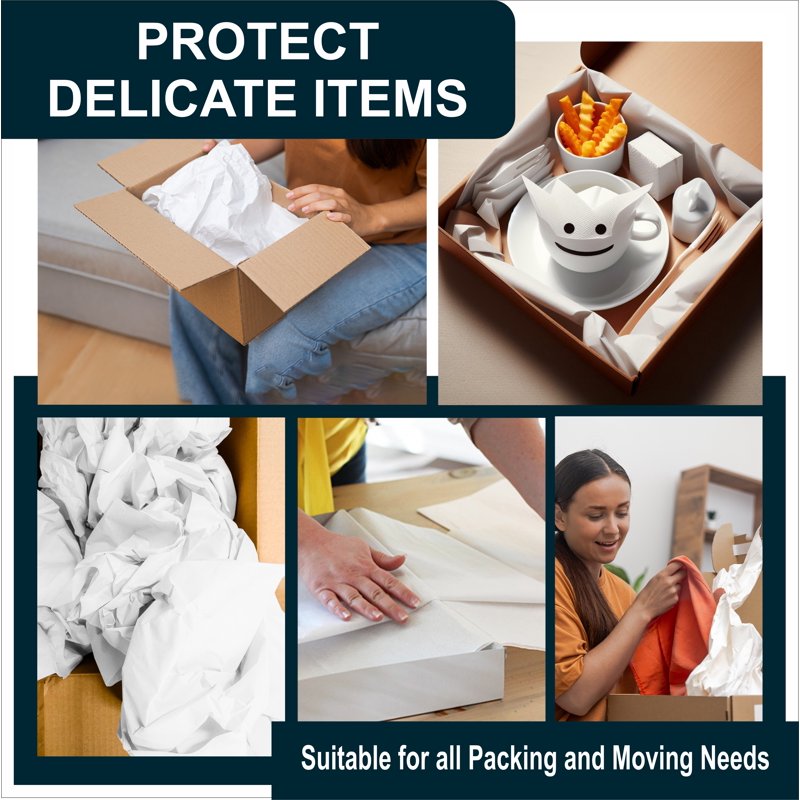 Bulk Packing Paper Sheets for Moving - 640 White Newsprint Wraps 27x17 Inches