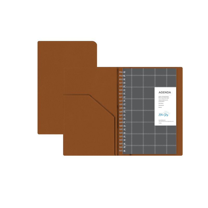 Blue Sky Perpetual Monthly Weekly Planner 5x8 Faux Leather Tan