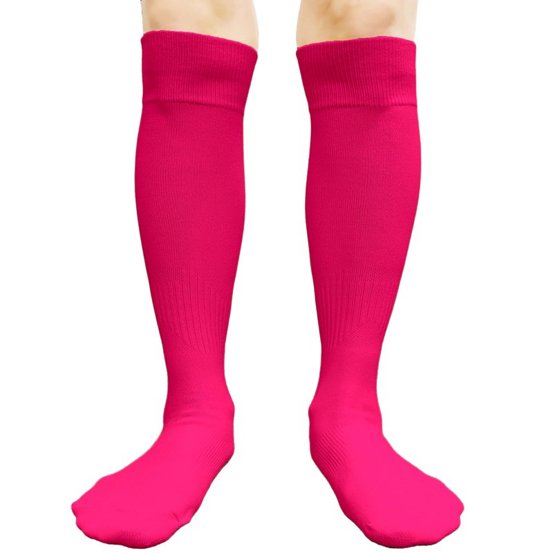 Couver Unisex Soccer Knee High Athletic Socks - 2 Pairs, Neon Pink (Variation: Neon Pink, L)
