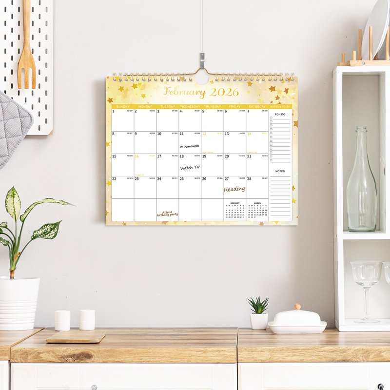 2026 Wall Calendar - Monthly Planning Organizer with Julian Dates & Colorful Design
