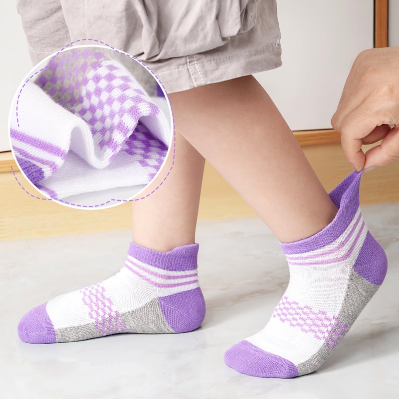 ELUTONG Kids Socks 12 Pairs Ankle Athletic Low Cut 1-14 Years Variation: Multicolor-c, 03