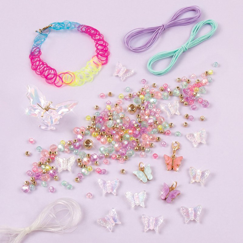 Butterfly Jewelry Making Kit for Kids & Tweens - 7 Pieces DIY Jewelry Set with Beads & Accessories
