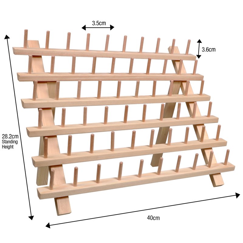 Wood Thread Spool Rack Holds 60 Spools Wall & Table Mount Sewing Organizer