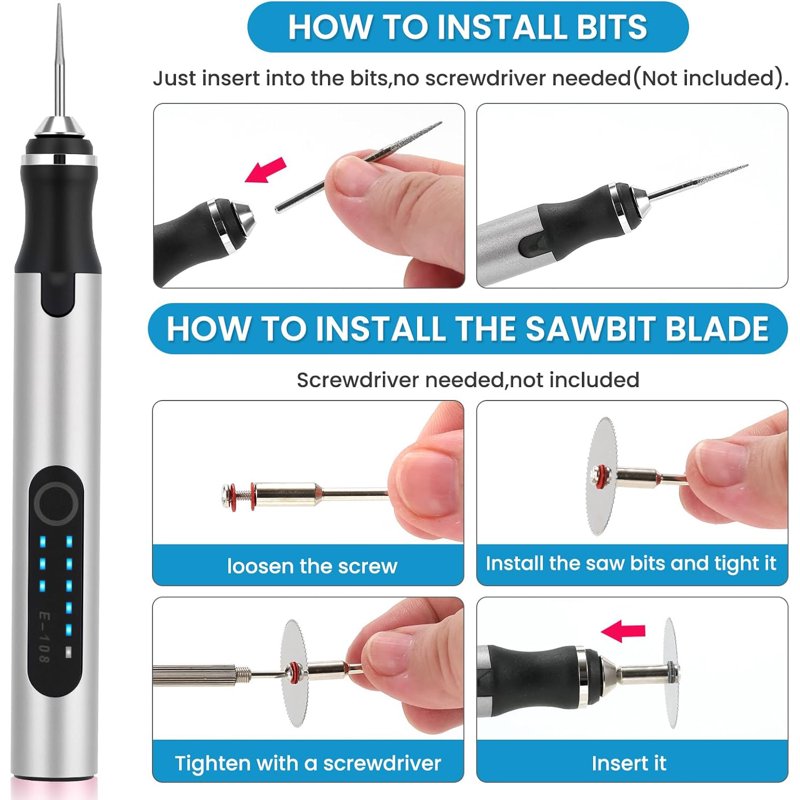 Electric Engraving Pen Kit with 42 Bits - Portable DIY Rotary Tool for Jewelry Wood Metal Glass