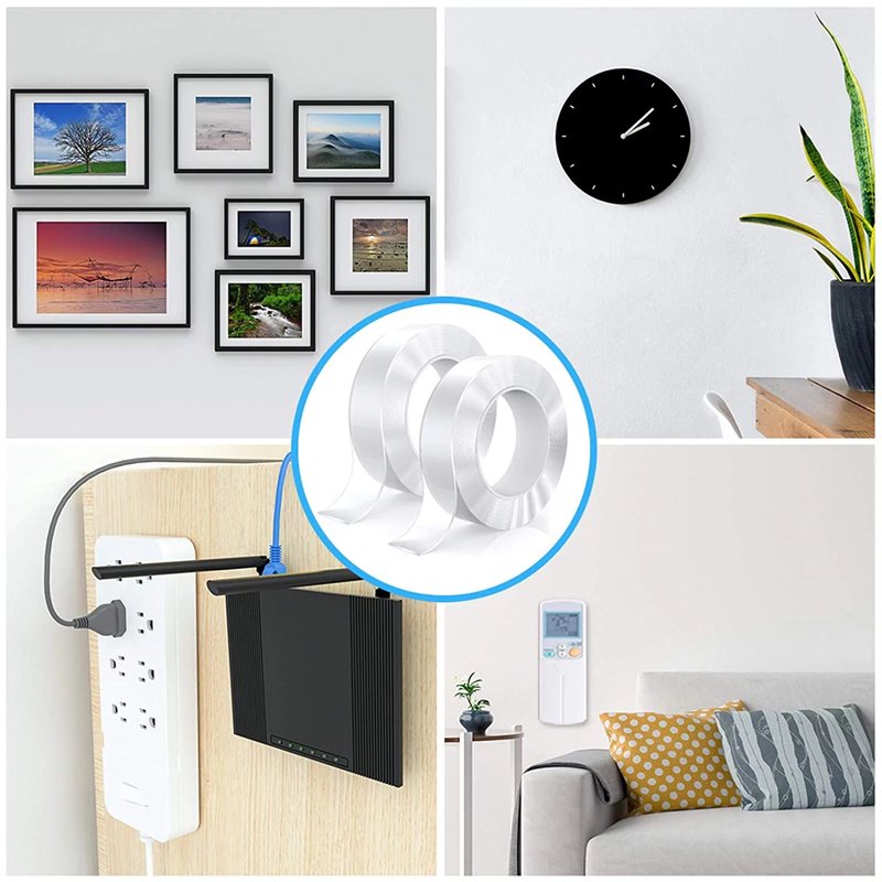 Heavy Duty Waterproof Nano Mounting Tape - Removable Double-Sided Adhesive for Walls, Decor, Carpet - 13.2ft & More