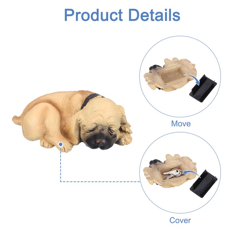 Outdoor Waterproof Key Hider Box - Faux Dog Design for Garden & Patio, Beige
